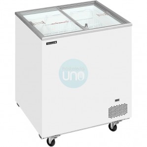 Arcón Congelador, 72 cm Ancho, Puerta Corredera Cristal, Fondo 63 cm, Blanco, TEFCOLD