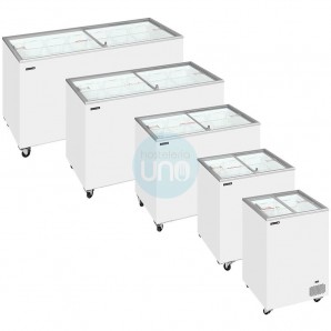 Arcón Congelador, 1 Metro Ancho, Puerta Corredera Cristal, Fondo 63 cm, Blanco, TEFCOLD