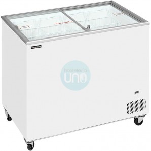 Arcón Congelador, 1 Metro Ancho, Puerta Corredera Cristal, Fondo 63 cm, Blanco, TEFCOLD