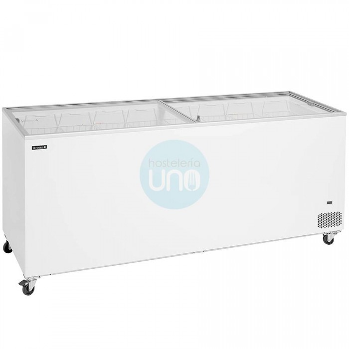Arcón Congelador, 2 Metros Ancho, Puertas Correderas Cristal, Fondo 63 cm, Blanco, TEFCOLD
