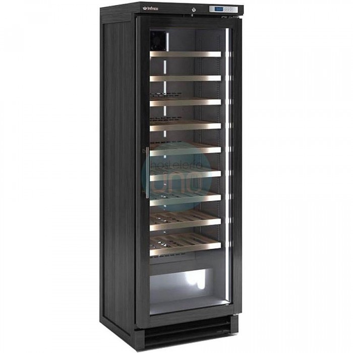 Expositor de Vinos Negro, 66 cm Ancho, Fondo 60 cm, Madera de Pino, 100 Botellas, Vertical, INFRICO IF100N