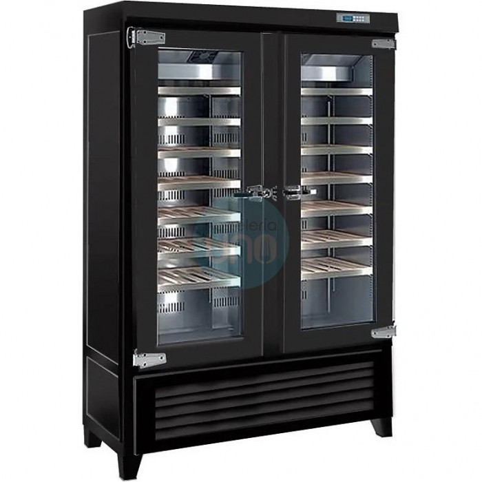 Armario Expositor de Vinos Negro, 1,4 Metros Ancho, Madera Pino Maciza, 180 Botellas, Fondo 60 cm, Vertical, INFRICO IF49R2GN Armario Expositor de Vinos Negro, 1,4 Metros Ancho, Madera Pino Maciza, 180 Botellas, Fondo 60 cm, Vertical, INFRICO IF49R2GN