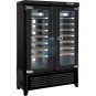 Armario Expositor de Vinos Negro, 1,4 Metros Ancho, Madera Pino Maciza, 180 Botellas, Fondo 60 cm, Vertical, INFRICO IF49R2GN