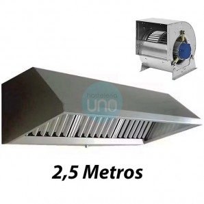 Campana con Motor Centrífugo 400º 2H 10/10, 5 Filtros de Carbono, 2,5 Metros Ancho, TSS25810FC400
