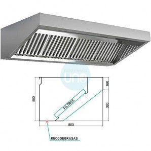 Campana Slim Baja con Motor Centrífugo 400º 2H 10/10, 5 Filtros de Carbono, 2,5 Metros Ancho, TSLS2589FC400