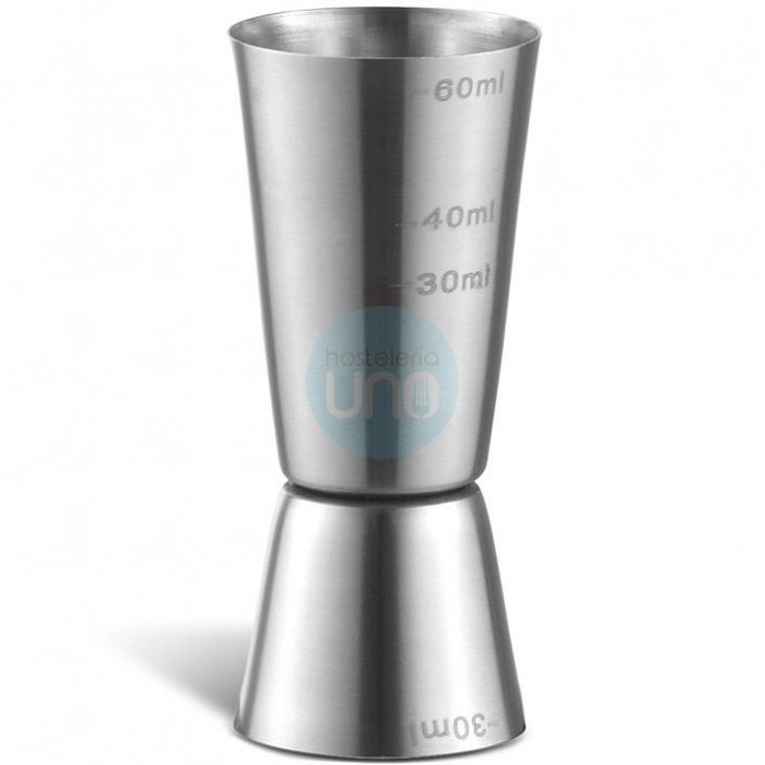 Vaso Medidor, 30 ml Abajo y 60 ml Arriba, Acero inoxidable, Comas Vaso Medidor, 30 ml Abajo y 60 ml Arriba, Acero inoxidable, Comas