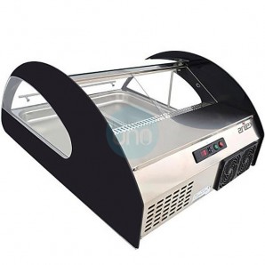 Vitrina Refrigerada Sobremesa, 1 Metro Ancho, 3 Cubetas GN1/1 Cristal Curvo, Arilex