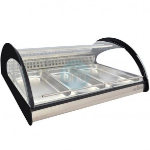 Vitrina Refrigerada Sobremesa, 1 Metro Ancho, 3 Cubetas GN1/1 Cristal Curvo, Arilex