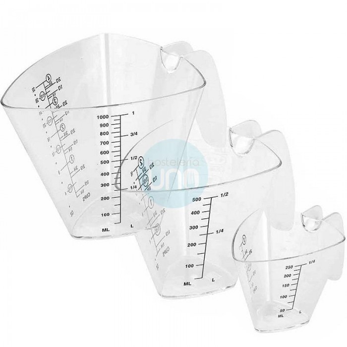Set 3 Jarras Medidoras de Plástico, 0,25, 0,5 y 1 Litro, con Asa, Lacor Set 3 Jarras Medidoras de Plástico, 0,25, 0,5 y 1 Litro, con Asa, Lacor
