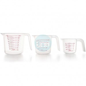 Set 3 Jarras Medidoras de Polipropileno, 0,25, 0,5 y 1 Litro, con Asa, Apilables, Lacor