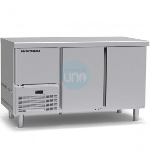 Mesa de Congelación Bajomostrador 1,5 Metros Ancho, 3 Puertas, Plana, BM1500HP