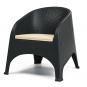 4 Sillones surf, apilable, polipropileno marrón chocolate, cojín beige - 4 unidades