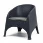 4 Sillones surf, apilable, polipropileno antracita, cojín gris - 4 unidades