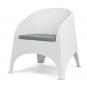 4 Sillones surf, apilable, polipropileno blanco, cojín gris - 4 unidades