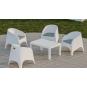 4 Sillones surf, apilable, polipropileno blanco, cojín gris - 4 unidades