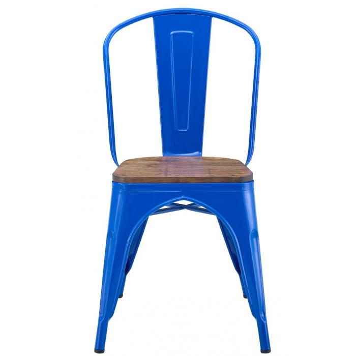 5 Sillas tol ek wood, acero, azul, asiento madera - 5 unidades