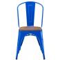 5 Sillas tol ek wood, acero, azul, asiento madera - 5 unidades