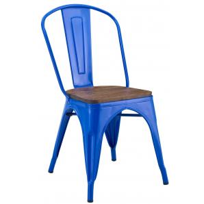 5 Sillas tol ek wood, acero, azul, asiento madera - 5 unidades