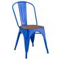 5 Sillas tol ek wood, acero, azul, asiento madera - 5 unidades