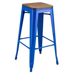 5 Taburetes tol ek wood, acero, azul, asiento madera - 5 unidades