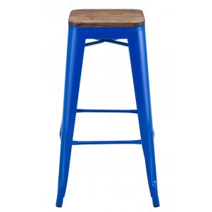 5 Taburetes tol ek wood, acero, azul, asiento madera - 5 unidades