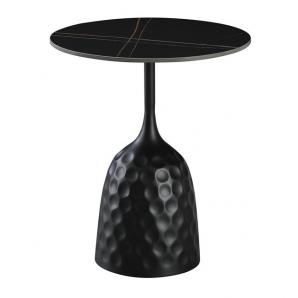 Mesa cavezzo, baja, negra, tapa cerámica mármol negro, 50 cms de diámetro