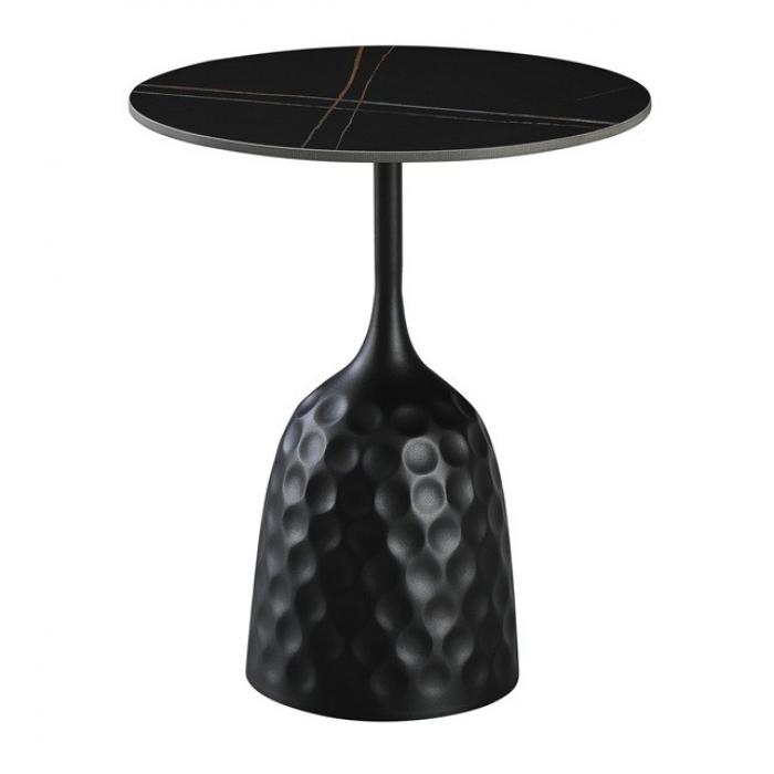 Mesa cavezzo, baja, negra, tapa cerámica mármol negro, 50 cms de diámetro Mesa cavezzo, baja, negra, tapa cerámica mármol negro, 50 cms de diámetro