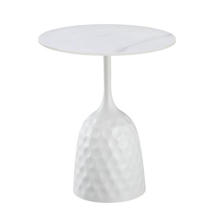 Mesa cavezzo, baja, blanca, tapa cerámica mármol blanco, 50 cms de diámetro Mesa cavezzo, baja, blanca, tapa cerámica mármol blanco, 50 cms de diámetro