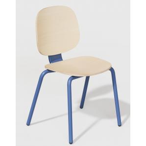 4 Sillas colmar, apilable, azul, contrachapado revestido con hpl, color natural - 4 unidades