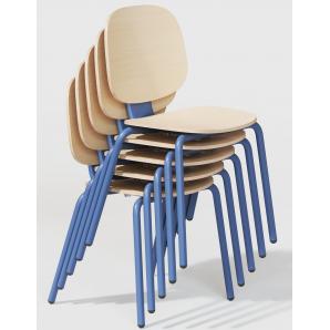 4 Sillas colmar, apilable, azul, contrachapado revestido con hpl, color natural - 4 unidades