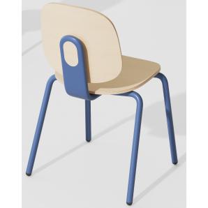 4 Sillas colmar, apilable, azul, contrachapado revestido con hpl, color natural - 4 unidades