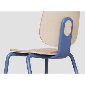 4 Sillas colmar, apilable, azul, contrachapado revestido con hpl, color natural - 4 unidades