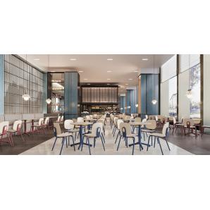 4 Sillas colmar, apilable, azul, contrachapado revestido con hpl, color natural - 4 unidades