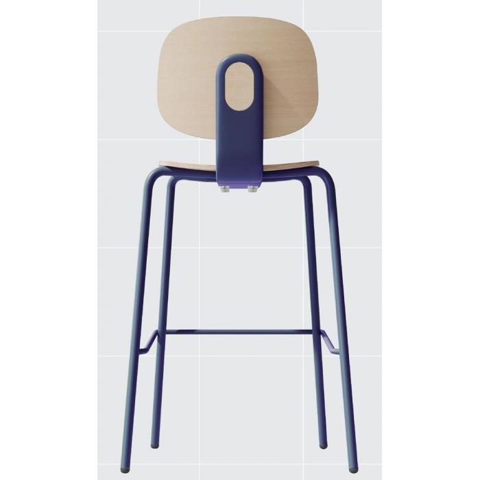 4 Taburetes colmar, apilable, azul, contrachapado revestido con hpl, color natural - 4 unidades