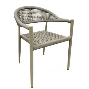 4 Sillones cannes, apilable, aluminio, asiento y respaldo de cuerda beige - 4 unidades