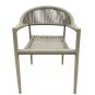 4 Sillones cannes, apilable, aluminio, asiento y respaldo de cuerda beige - 4 unidades
