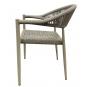 4 Sillones cannes, apilable, aluminio, asiento y respaldo de cuerda beige - 4 unidades