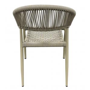 4 Sillones cannes, apilable, aluminio, asiento y respaldo de cuerda beige - 4 unidades