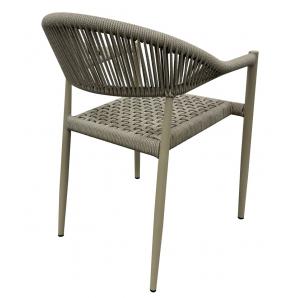 4 Sillones cannes, apilable, aluminio, asiento y respaldo de cuerda beige - 4 unidades