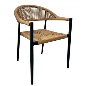 4 Sillones riviera, apilable, aluminio, ratán marrón - 4 unidades