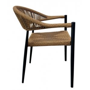 4 Sillones riviera, apilable, aluminio, ratán marrón - 4 unidades