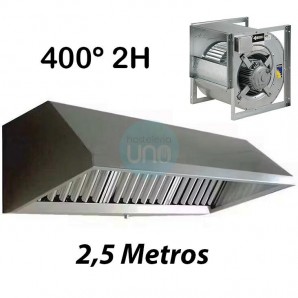 Campana con Motor Centrífugo 400º 2H 10/10, 5 Filtros de Carbono, 2,5 Metros Ancho, TSS25810FC400