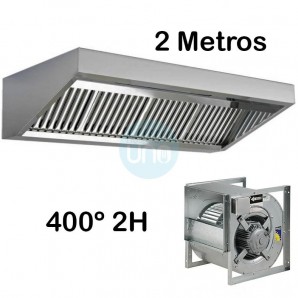 Campana Slim Baja con Motor Centrífugo 400º 2H 10/10, 4 Filtros de Carbono, 2 Metros Ancho, TSLS2089FC400