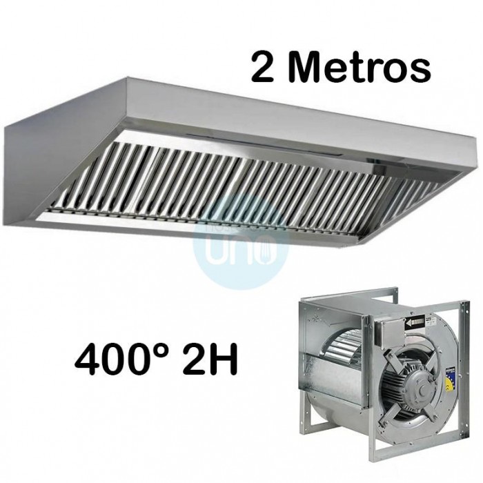 Campana Slim Baja con Motor Centrífugo 400º 2H 10/10, 4 Filtros de Carbono, 2 Metros Ancho, TSLS2089FC400 Campana Slim Baja con Motor Centrífugo 400º 2H 10/10, 4 Filtros de Carbono, 2 Metros Ancho, TSLS2089FC400