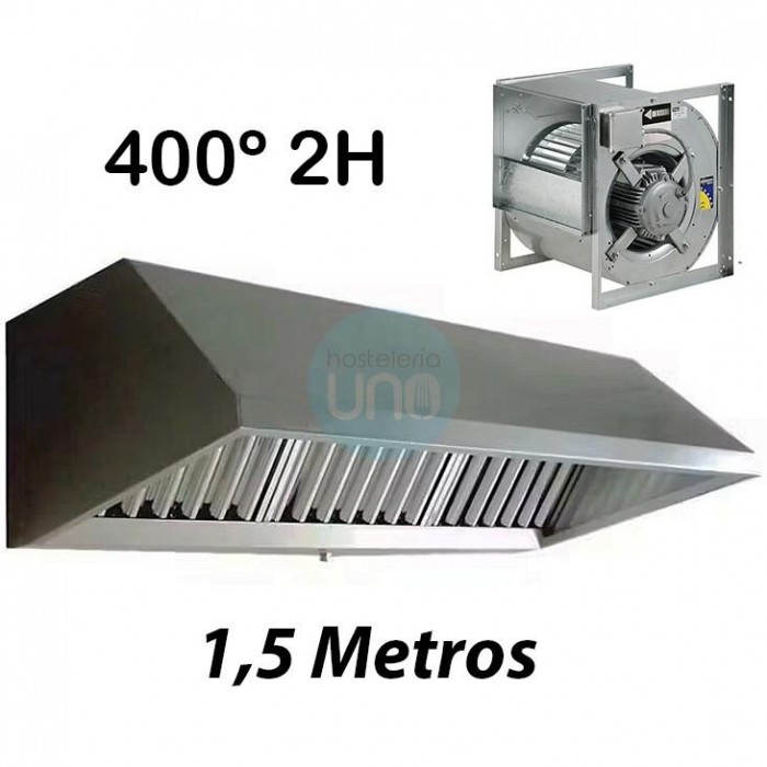 Campana con Motor Centrífugo 400º 2H 9/9, 3 Filtros de Carbono, 1,5 Metros Ancho, TSS15810FC400