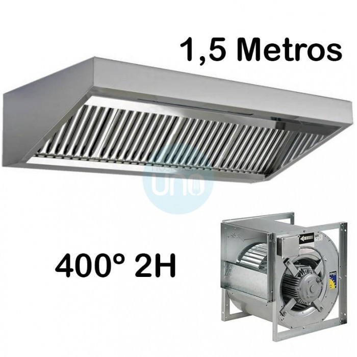Campana Slim Baja con Motor Centrífugo 400º 2H 9/9, 3 Filtros de Carbono, 1,5 Metros Ancho, TSLS1589FC400 Campana Slim Baja con Motor Centrífugo 400º 2H 9/9, 3 Filtros de Carbono, 1,5 Metros Ancho, TSLS1589FC400