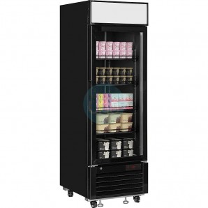 Congelador Expositor Negro, 500 Litros, Fondo 80 cm, Ancho 69 cm, Ruedas, Ventilado, Tefcold