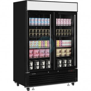 Armario Congelador Expositor Negro, 1000 Litros, Fondo 80 cm, Ancho 1,4 Metros, 2 Puertas, Ruedas, Ventilado, Tefcold