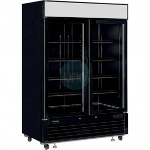 Armario Congelador Expositor Negro, 1000 Litros, Fondo 80 cm, Ancho 1,4 Metros, 2 Puertas, Ruedas, Ventilado, Tefcold