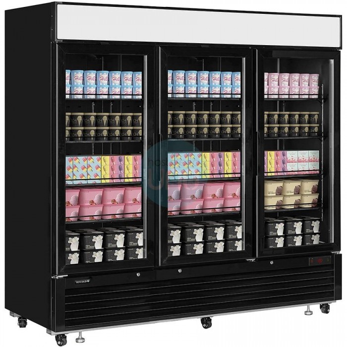 Armario Congelador Expositor Negro, 1500 Litros, Fondo 80 cm, Ancho 2 Metros, 3 Puertas, Ruedas, Ventilado, Tefcold Armario Congelador Expositor Negro, 1500 Litros, Fondo 80 cm, Ancho 2 Metros, 3 Puertas, Ruedas, Ventilado, Tefcold
